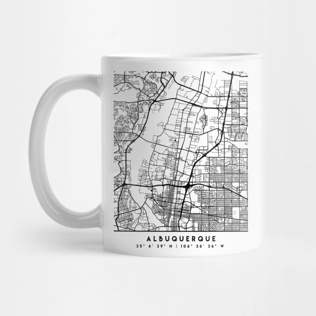 ALBUQUERQUE NEW MEXICO BLACK CITY STREET MAP ART by deificusArt